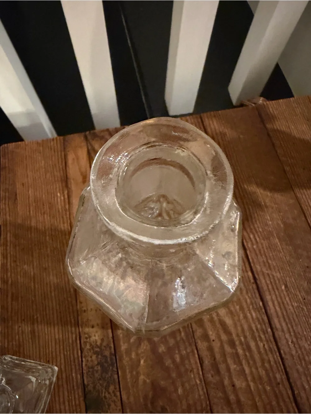 Vintage Barware Clear Glass Decanter with Circular Pattern